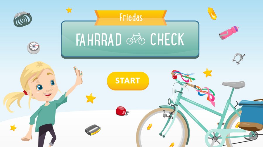 Ein Fahrrad muss selbstverständlich verkehrssicher sein. Kannst du Friedas Rad richtig ausstatten? Probiere es aus!